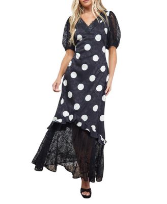 Women's Frill Detail Puff Sleeve Midi Dress