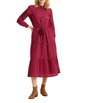 Women's Embers Long Sleeve Tie Waist Midi Dress