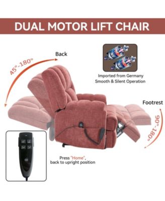 Dual Motor Heat Massage Infinite Position Up to 350 LBS Electric Power Lift Recliners with Power-Remote, Medium-firm and Heavy Duty, Red