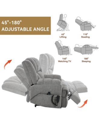 Dual Motor Heat Massage Infinite Position Up to 350 LBS Electric Power Lift Recliners with Power-Remote, Medium-firm and Heavy Duty, Red