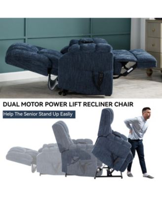 Dual Motor Heat Massage Infinite Position Up to 350 LBS Electric Power Lift Recliners with Power-Remote, Medium-firm and Heavy Duty, Red