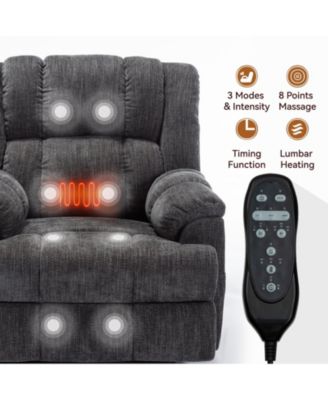 Dual Motor Heat Massage Infinite Position Up to 350 LBS Electric Power Lift Recliners with Power-Remote, Medium-firm and Heavy Duty, Red