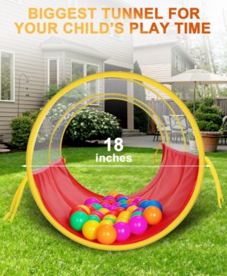 3-in-1 Kids Play Tent, Tunnel & Ball Pit Set – Pop Up Target Game Toy