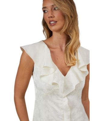 Women's Satin Jacquard V-Neck Bridesmaid Dress