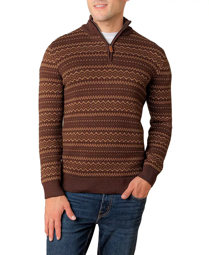 Men's Organic Half Zip Intarsia Pullover Sweater