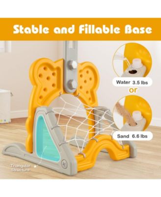 4-in-1 Toddler Height Adjustable Basketball Hoop with Ring Toss for 3+ Kids