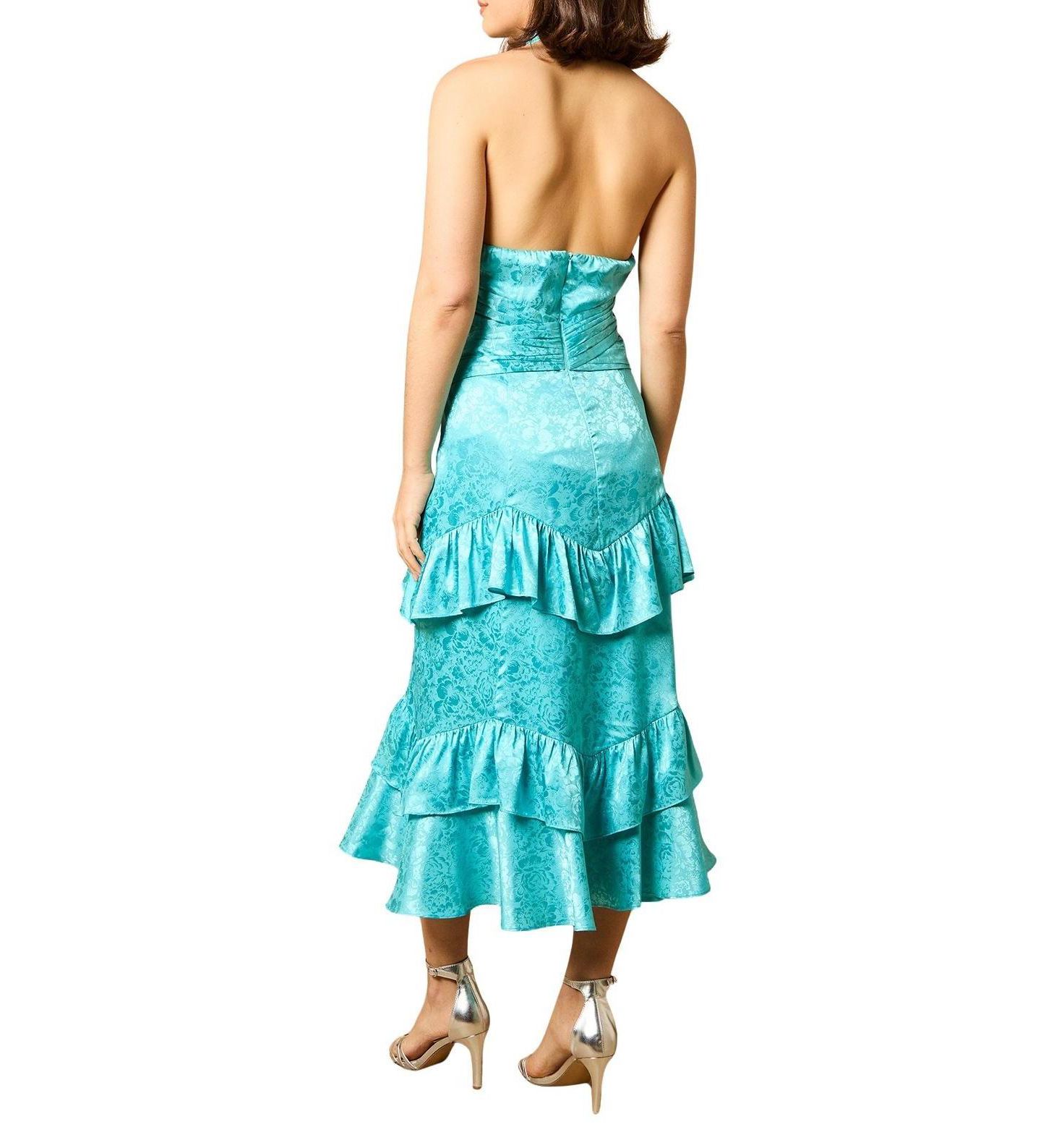 Женское платье Oasis Halterneck Satin Jacquard Midi, цвет: Аквамариновый — фото 7