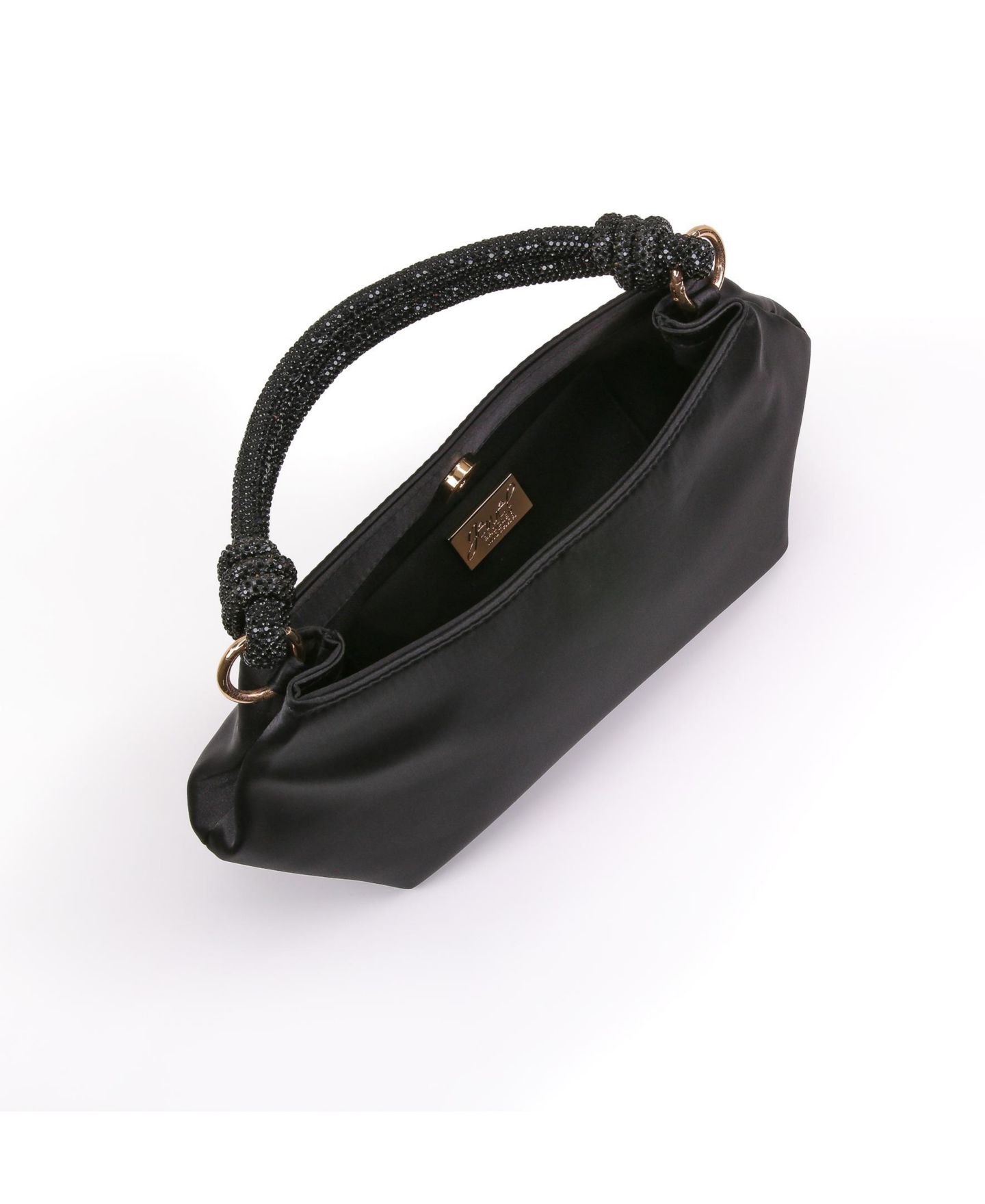 Женская сумка Jewel Badgley Mischka Noelle Crystal Handle Satin Pouch, цвет: Чёрный — фото 3