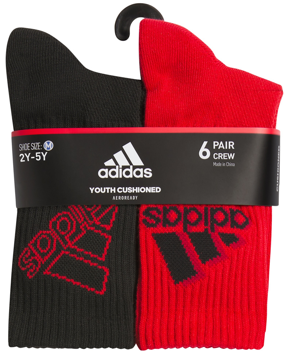 adidas Boys 2-5 Cushioned Mixed 2.0 Crew Socks, 6-Pack