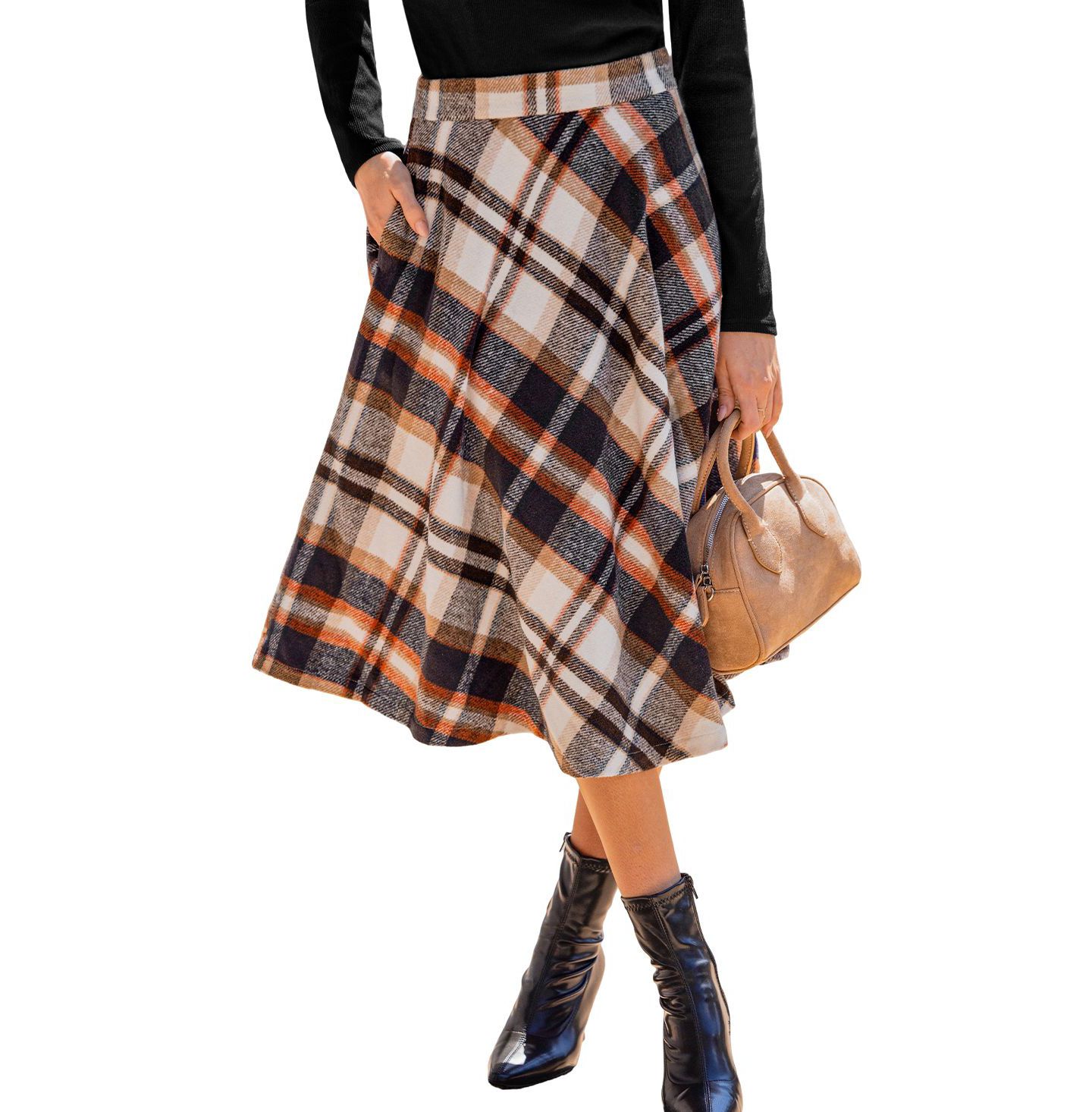 Женская юбка Cupshe Primrose Plaid Midi, цвет: Коричневый — фото 1