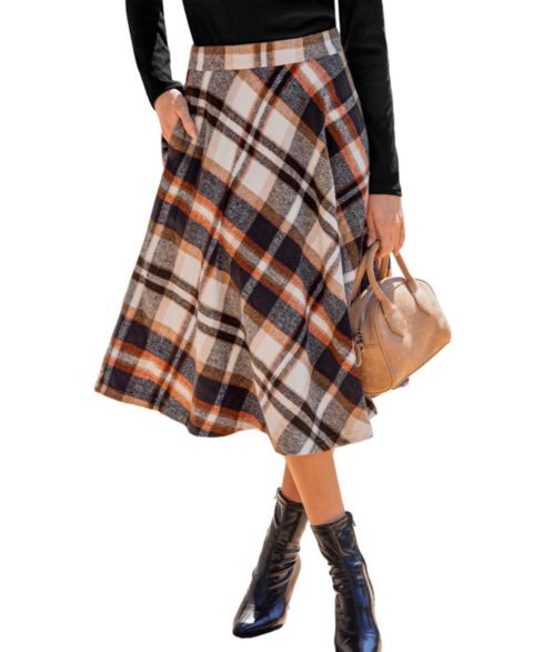 Женская юбка Cupshe Primrose Plaid Midi, цвет: Коричневый