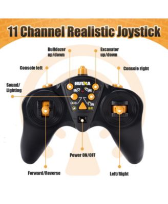 1:16 Kids' Play RC Excavators and Bulldozer Vehicles Toys with Metal Shovel/Spray/Lights/Sounds