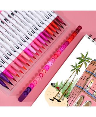 12 Colors Watercolor Art Markers Set, Brush Pen Tip Fineliner Drawing Painting Stationery for Coloring Mang