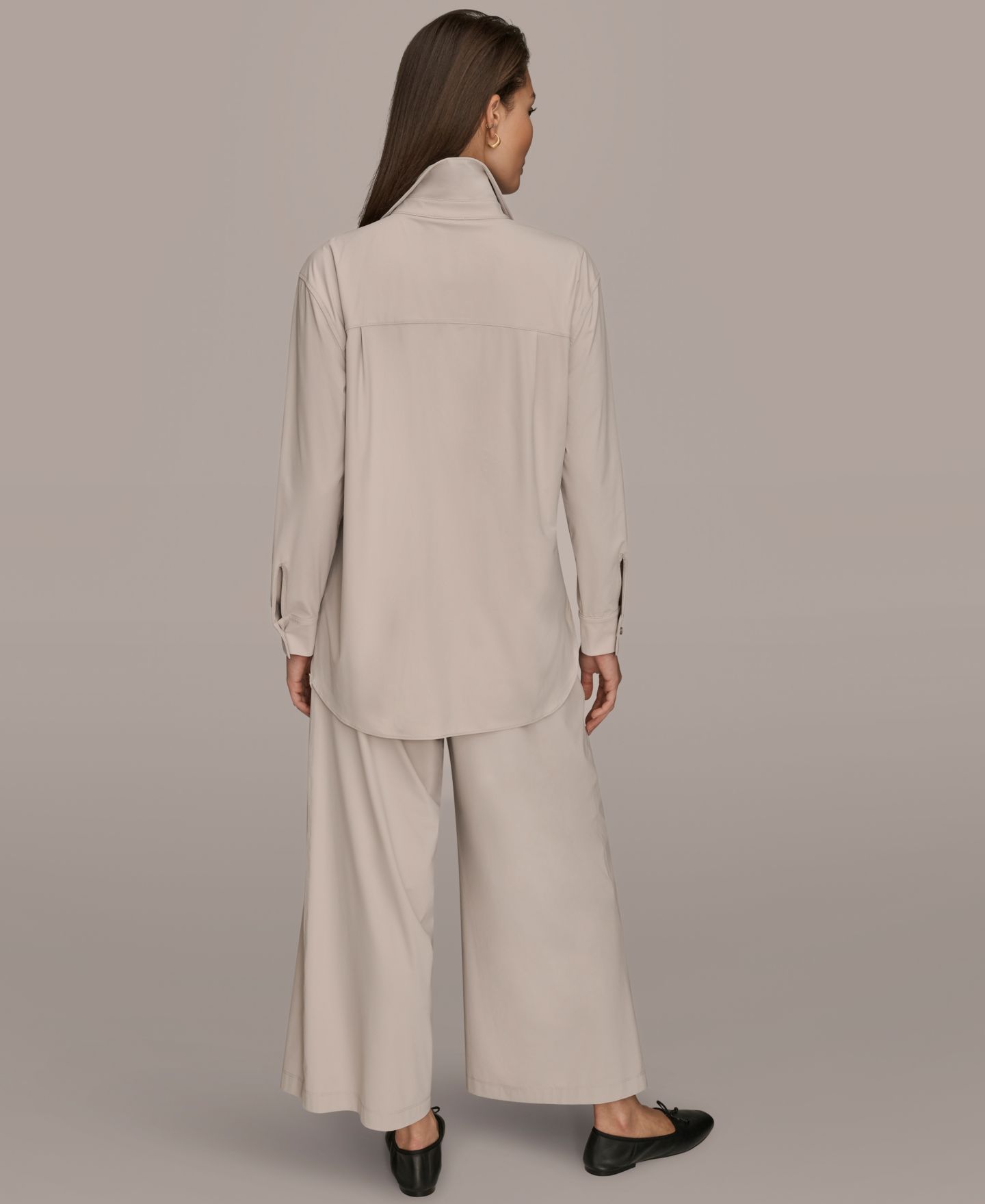Женские брюки Donna Karan Weekend 4-way Stretch Knit Long-Sleeve Button-Down Shirt and 4-way Stretch Knit Mid-Rise Ankle, цвет: Чёрный — фото 2