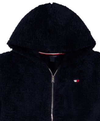 Girls 2T-6X Minky Logo-Stripe Zip Up Hoodie