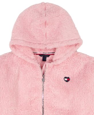 Girls 2T-6X Minky Logo-Stripe Zip Up Hoodie