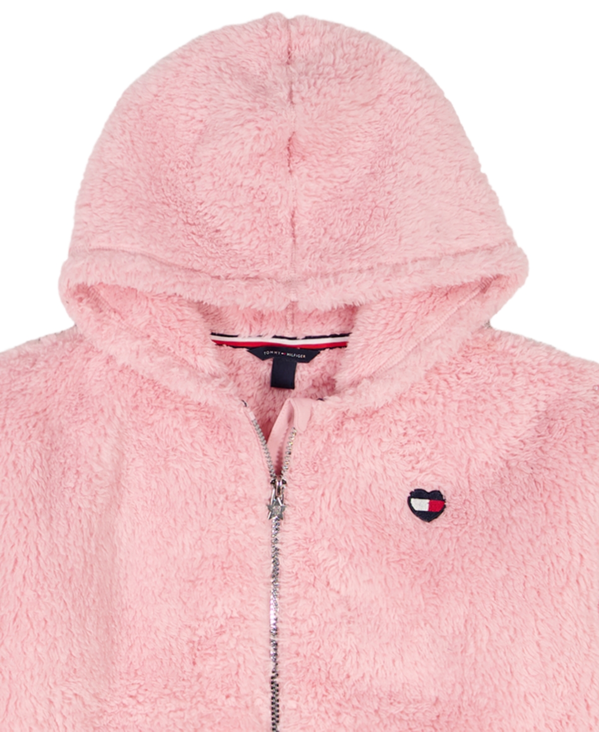 Tommy Hilfiger Girls 2T-6X Minky Logo-Stripe Zip Up Hoodie