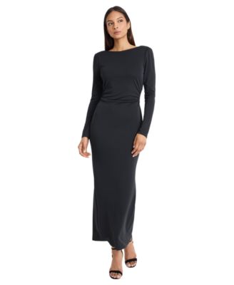 Women's Boat Neck Long-Sleeve Maxi Dress