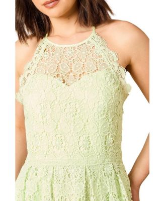 Women's Lace Detail Halterneck Midi Dress