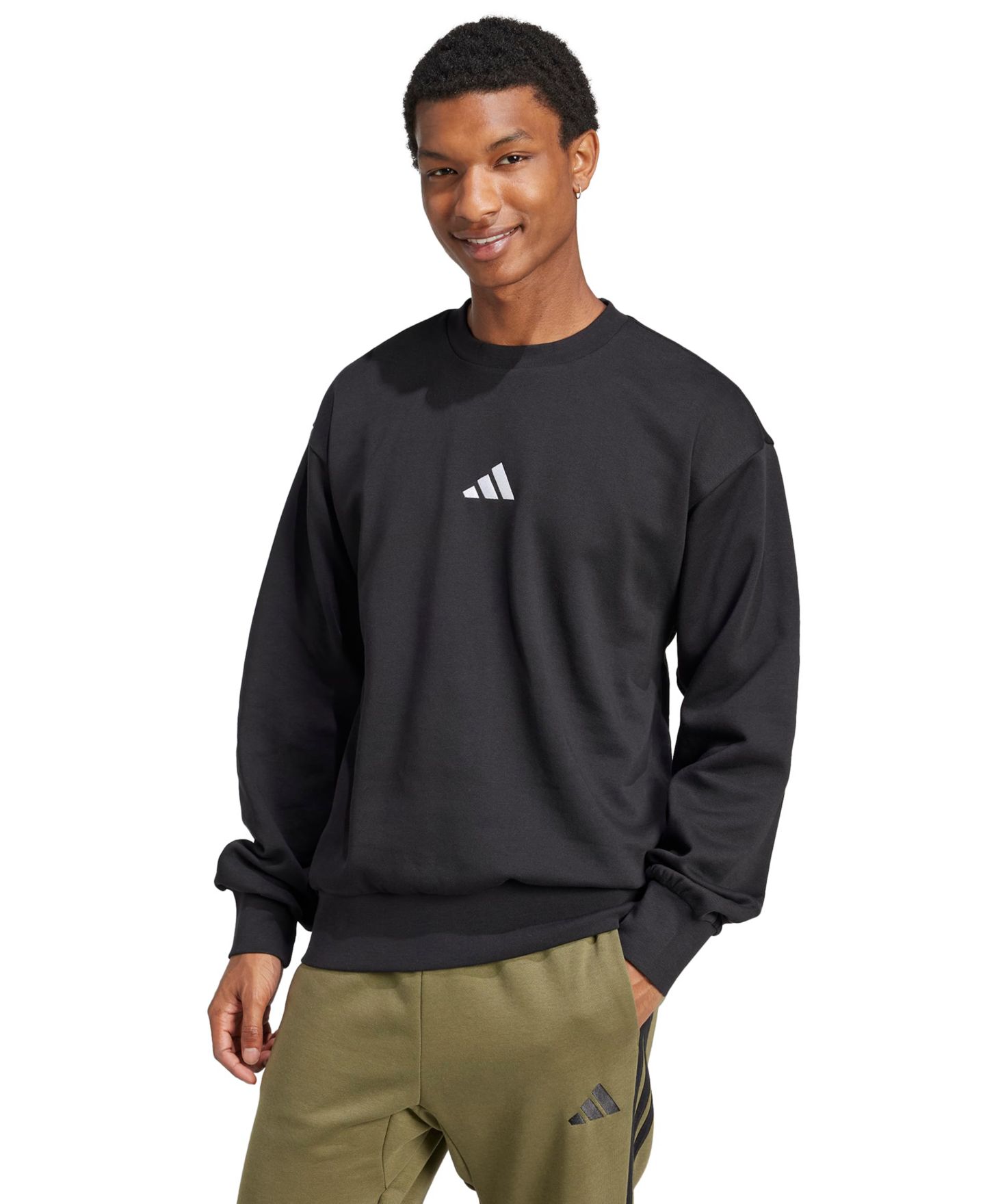Мужская толстовка adidas Essentials Feel Cozy Sportswear Crewneck, цвет: Чёрный — фото 2