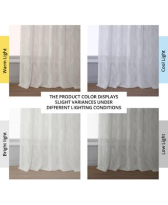 Floral Patterned Faux Linen Sheer Curtain