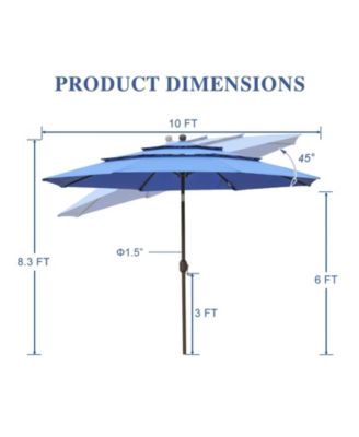 Garden Market Umbrella - 10 FT x 8.3 FT Outdoor Patio Umbrella Round