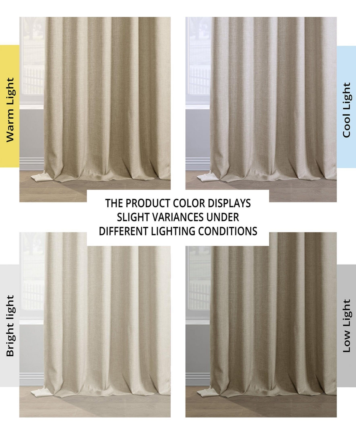 Half Price Drapes Sepia Tan Italian Faux Linen Room Darkening Curtain