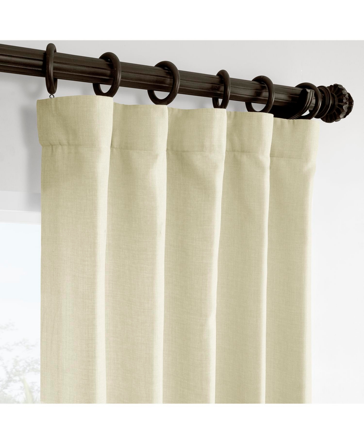 Half Price Drapes Gravity Ivory Italian Faux Linen Room Darkening Curtain