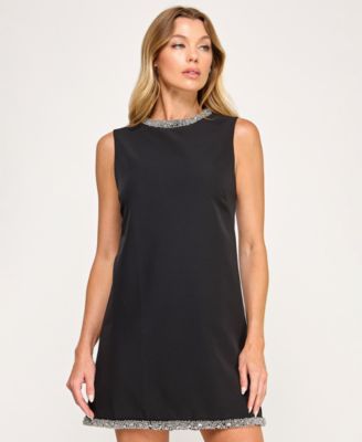 Juniors' Jewel Round Neck Mini Dress