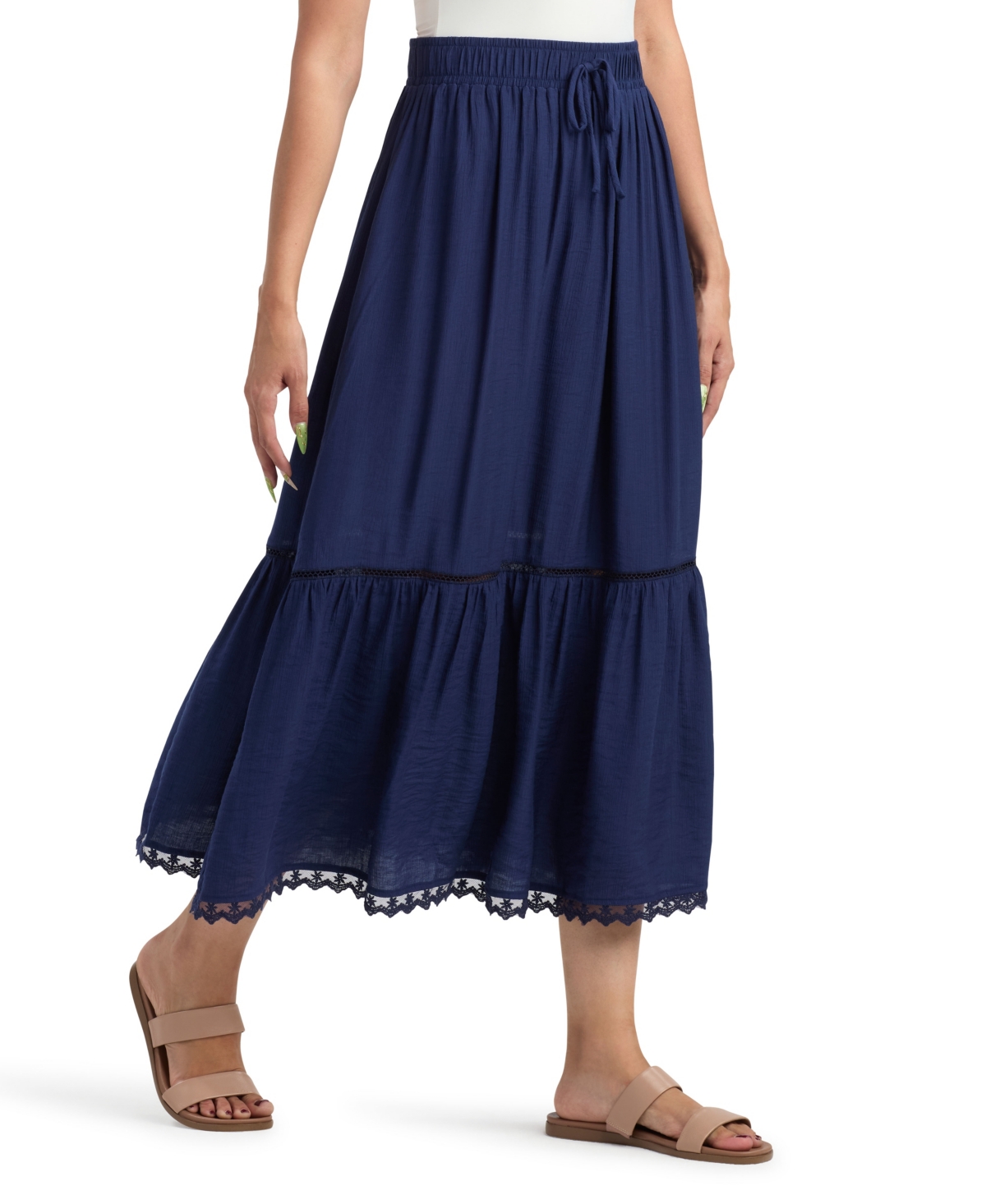 Bcx Juniors' Resort Solid Crinkle A-Line Skirt