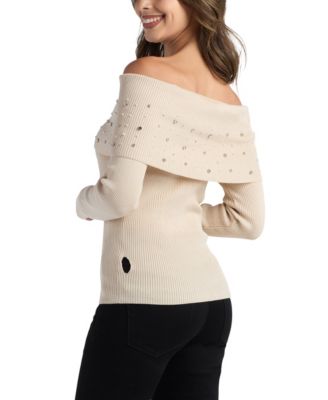 Juniors' Off-The-Shoulder Pull-On Sweater