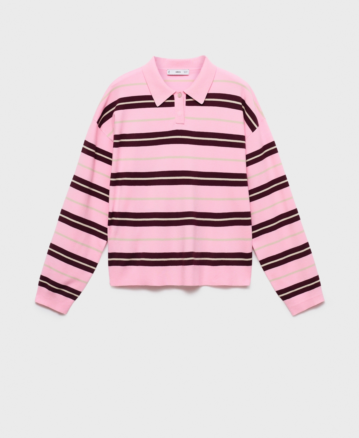 Mango Women's Striped Polo-neck Sweater In Pink