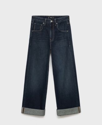 Women's Turn-Up Hem Wide Leg Jeans