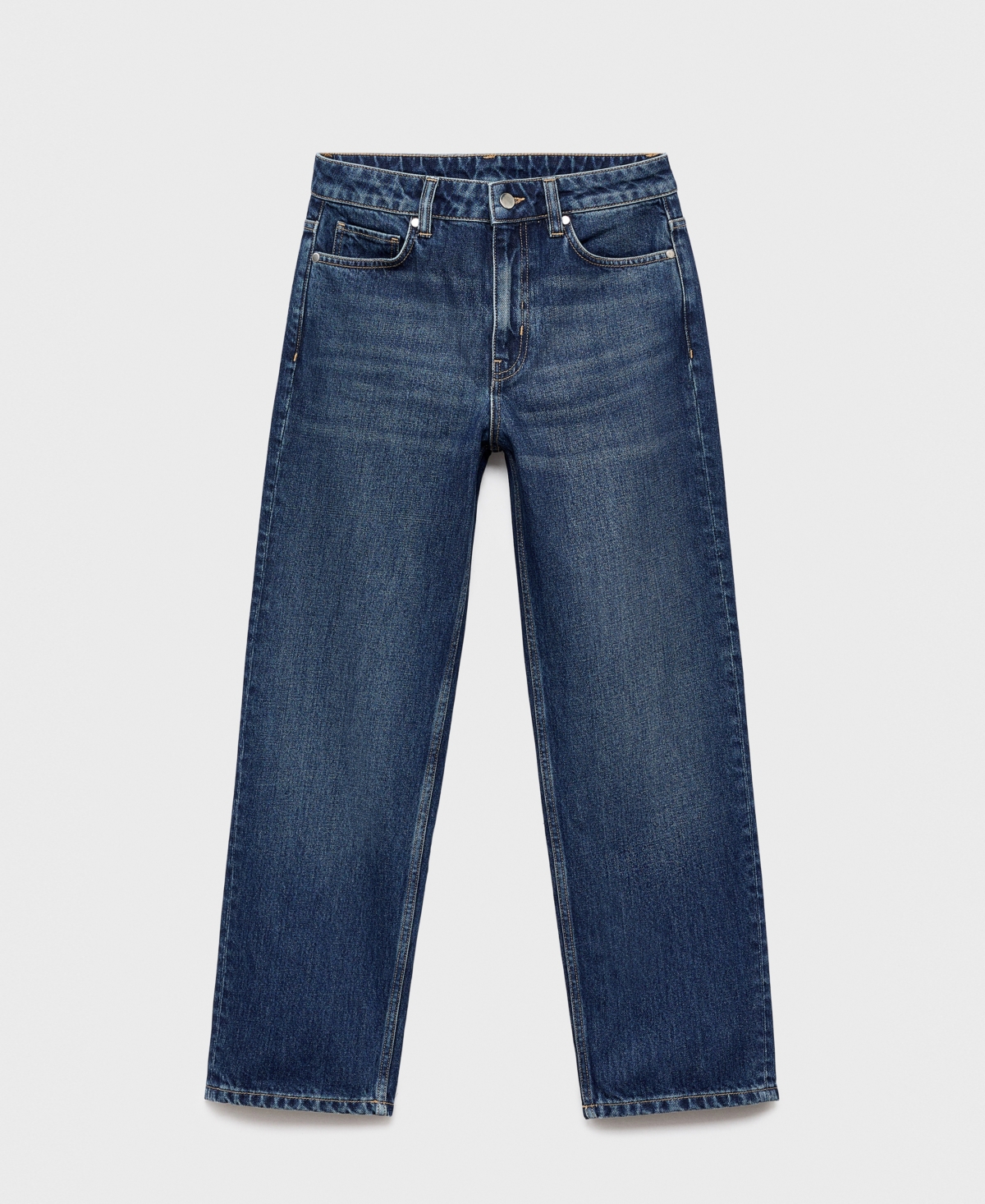 Mango Mid Rise Straight Leg Jeans In Blue