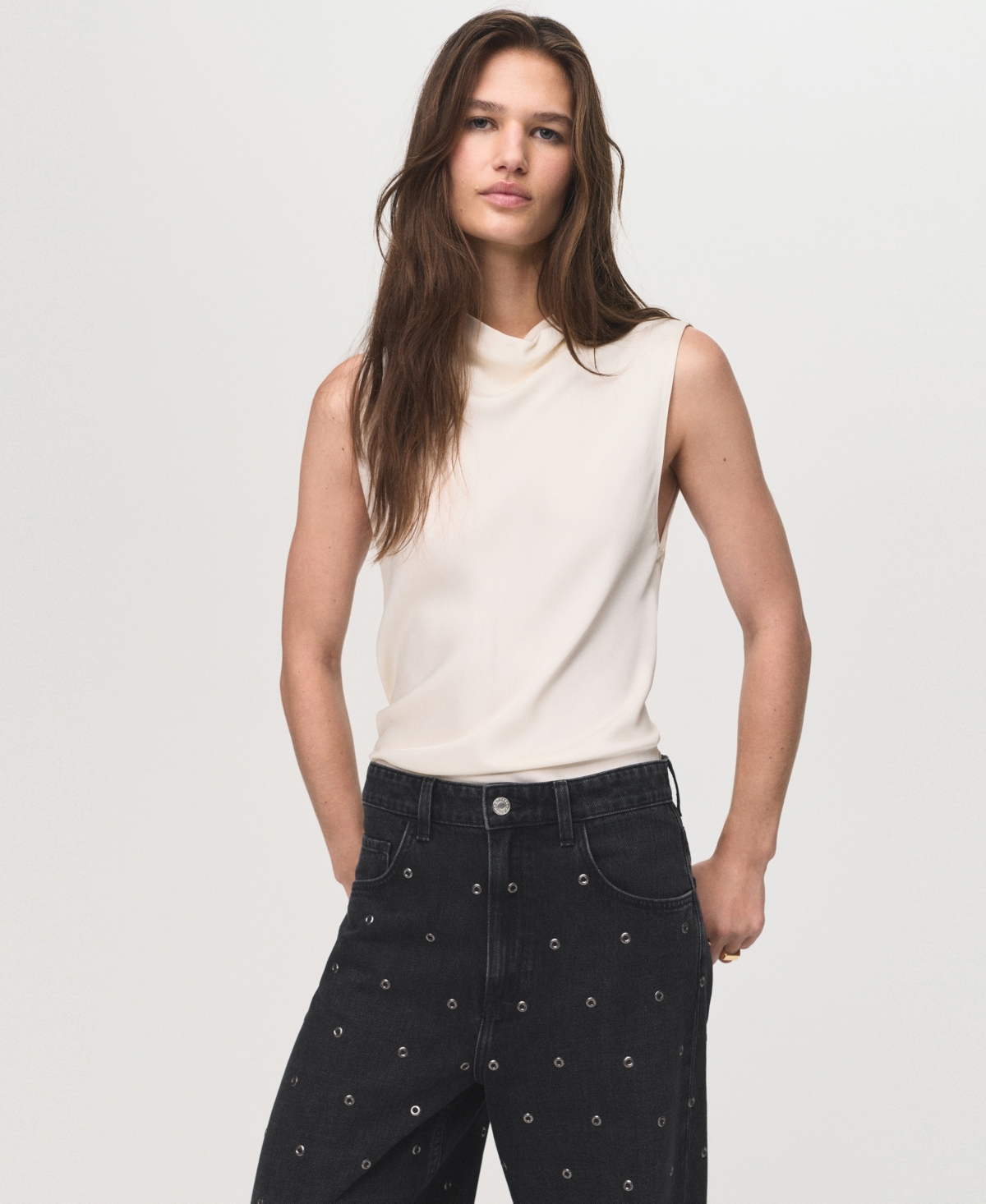 Mango Women's Eyelets Detail Balloon Jeans