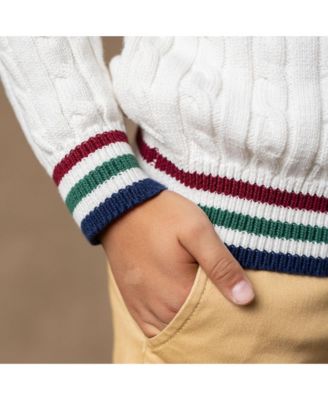 Baby Boys Mock Neck Cable Sweater with Buttons
