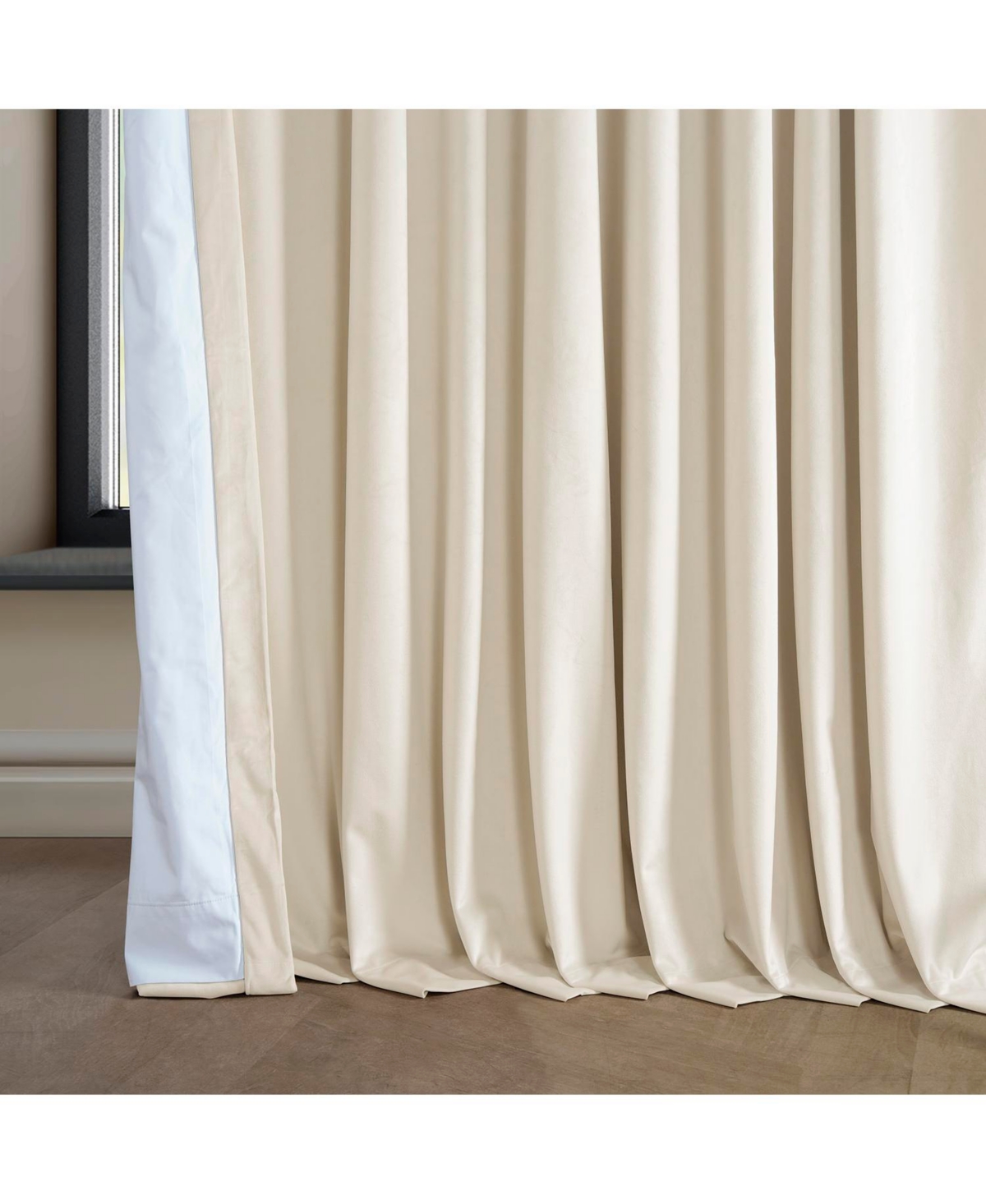 Half Price Drapes Diva Cream Extra Wide Signature Plush Velvet Hotel Blackout Curtain