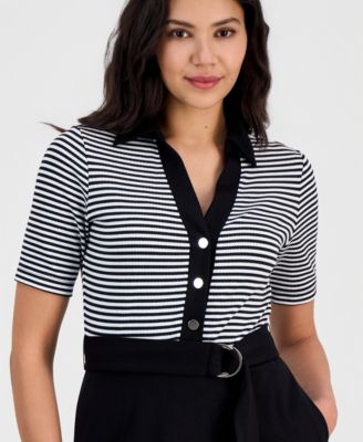 Women's Collared Combo A-Line Midi Dress