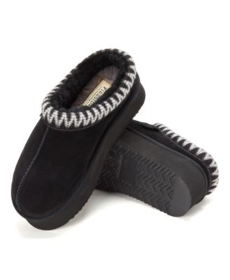 Dearfoams Women's Queenstown Genuine Shearling Clog With Embroidery