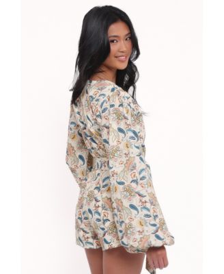 Women's Soul Belted Romper - Paisley