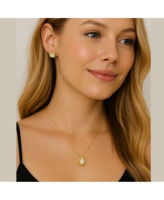 Ariana Gold Halo Necklace and Stud Earring Set