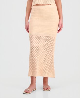 Juniors' Pull-On Crochet Maxi Skirt