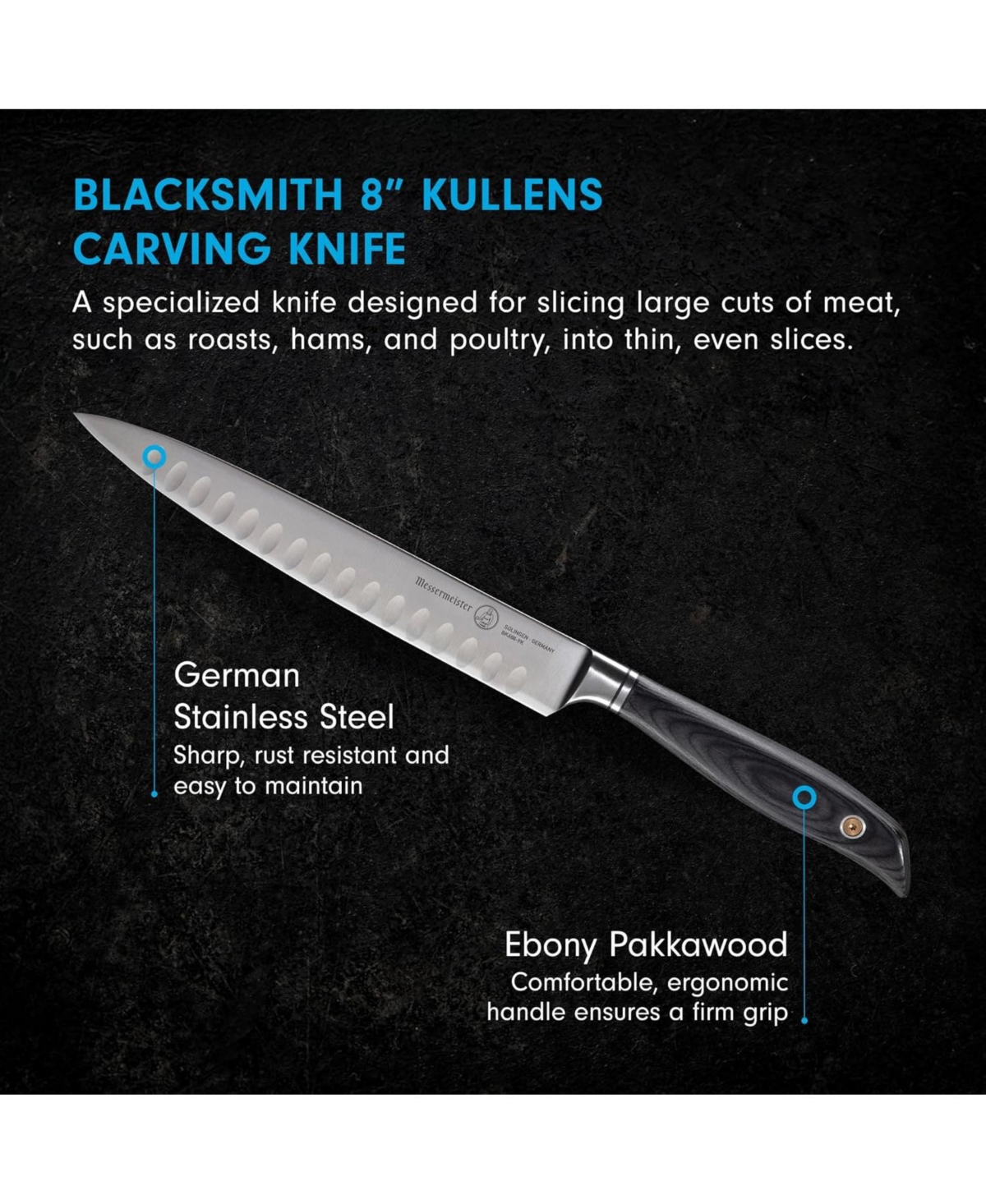 Messermeister Blacksmith Carving Knife with Kullens / 8”