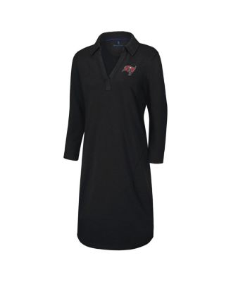 Women's Black Tampa Bay Buccaneers Ashby Isles Three-Quarter Length Sleeve Pullover Jersey Dress