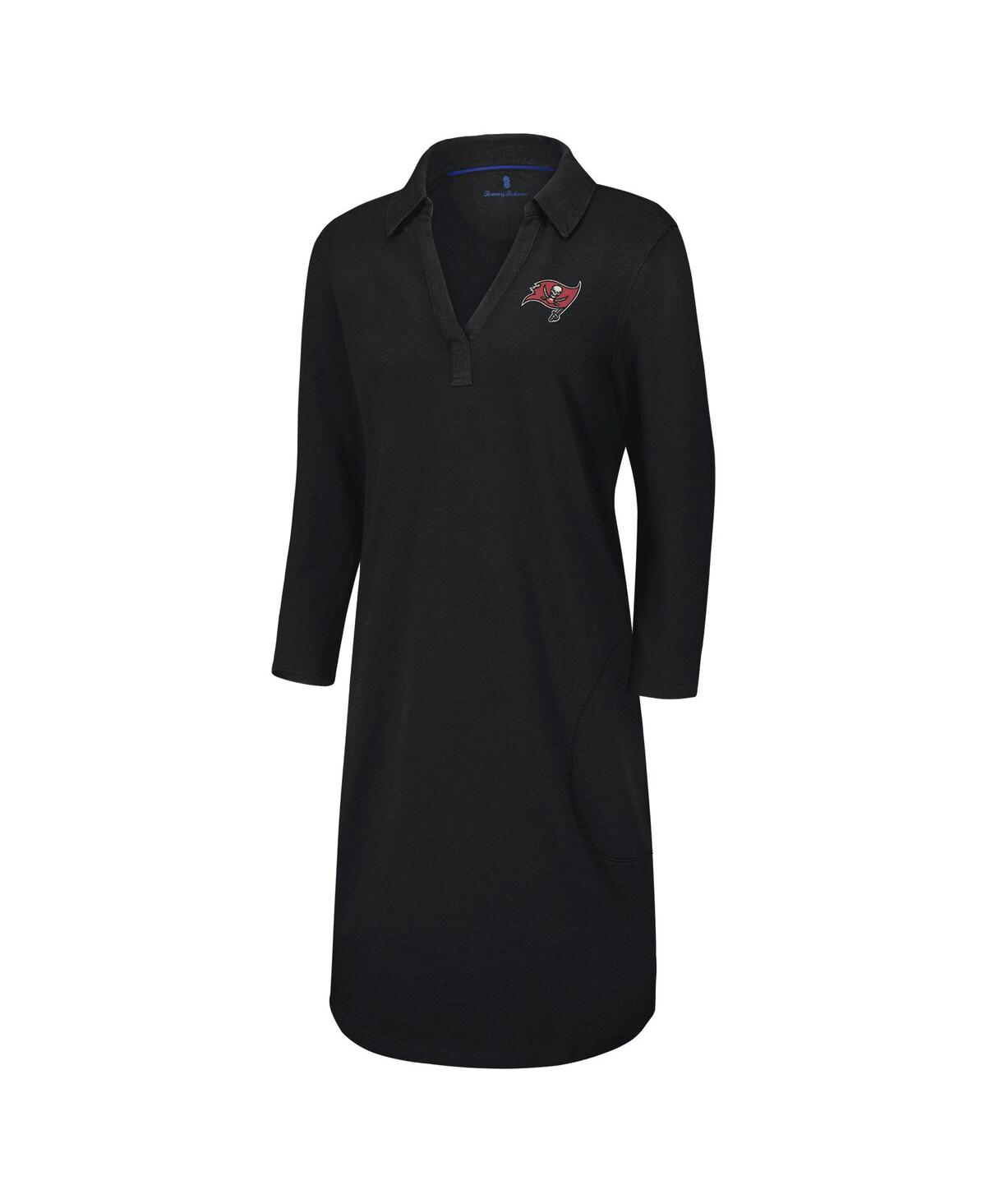 Tommy Bahama Women's Black Tampa Bay Buccaneers Ashby Isles Three-Quarter Length Sleeve Pullover Jersey Dress