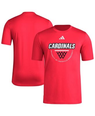 adidas - Men's Red Louisville Cardinals Basketball Practice Net Arch Pregame T-Shirt