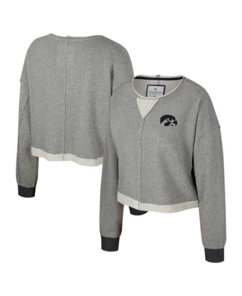 Женская толстовка Colosseum Charcoal Iowa Hawkeyes Magnum Scoop Neck Cropped Pullover