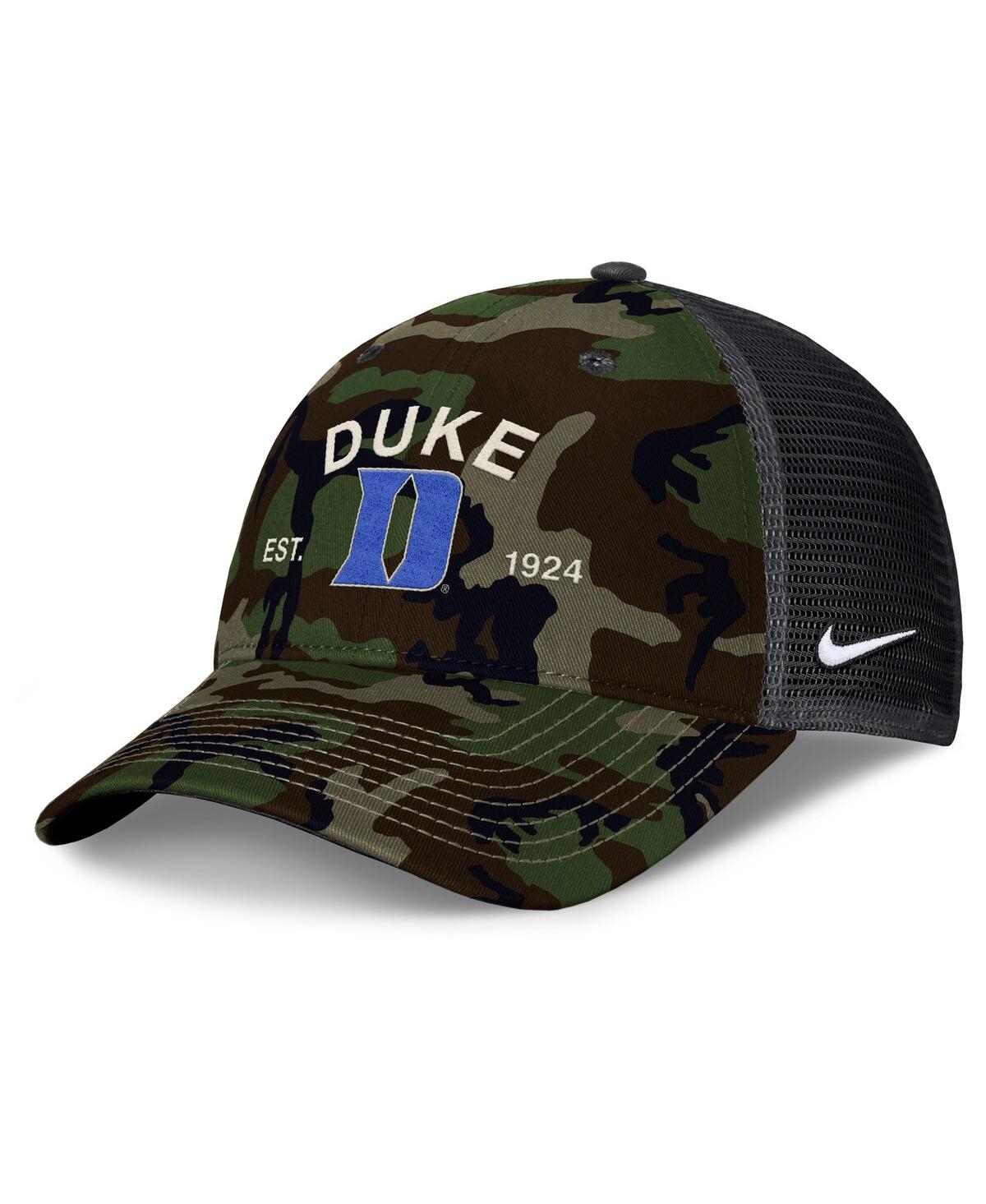 Nike Men's Camo Duke Blue Devils 2025 Military Appreciation Rise Adjustable Trucker Hat