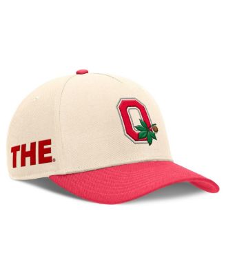 Nike - Men's Natural/Scarlet Ohio State Buckeyes Academic Rise Dri-FIT Adjustable Hat