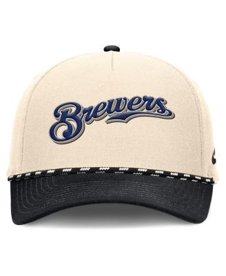 Men's Natural/Black Milwaukee Brewers Cooperstown Collection Rise Adjustable Hat